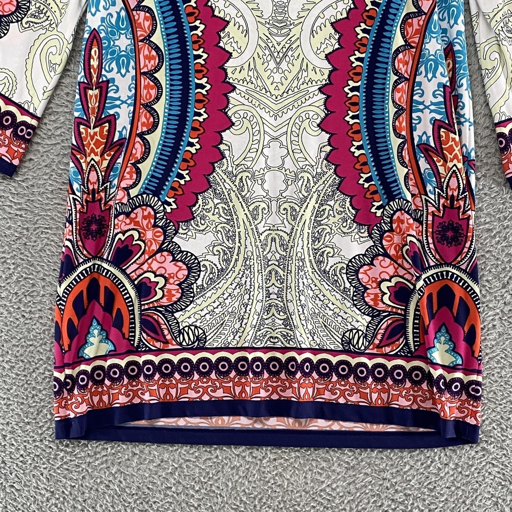 Chicos Shift Dress Womens 3 / XL Maximalist Paisley Boho Knee Length Cruise‎ - Picture 11 of 15